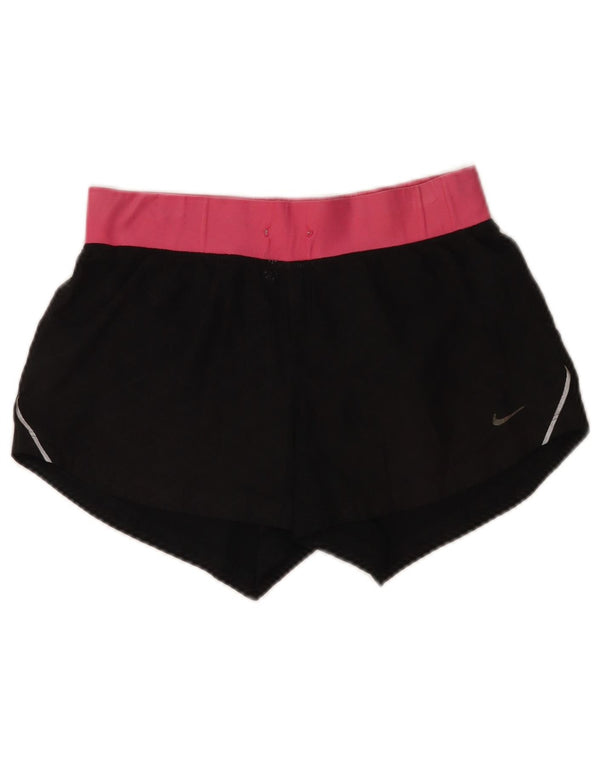 Pantaloncini sportivi Nike Dri Fit da donna UK 8 Small Nero Colourblock Poliestere