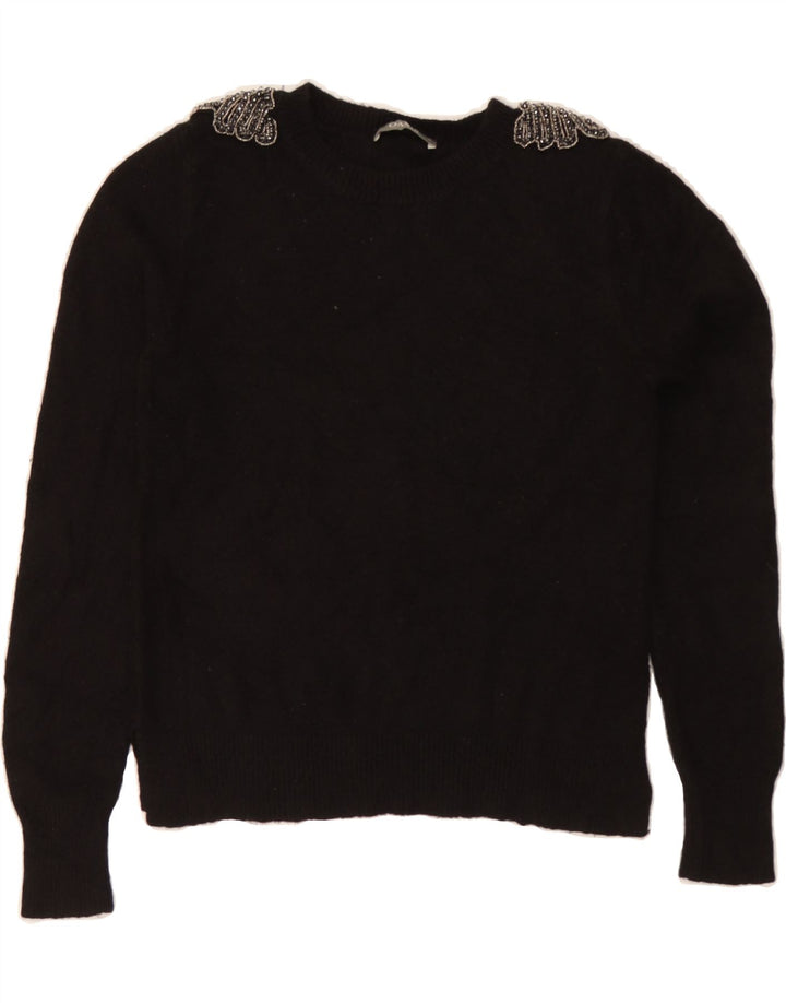 OASIS Womens Crew Neck Jumper Sweater UK 12 Medium Black Polyacrylic Vintage Oasis and Second-Hand Oasis from Messina Hembry 
