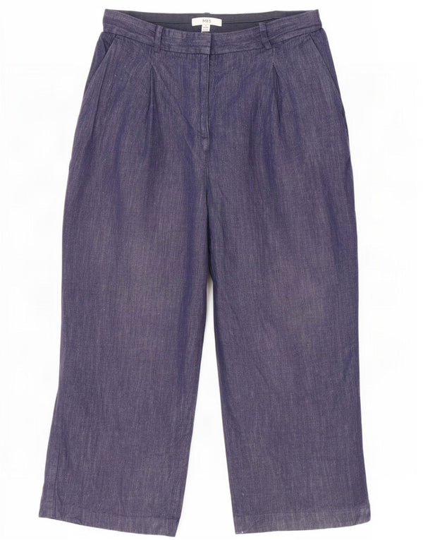 Pantaloni corti a vita alta da donna Marks & Spencer UK 14 Large W30 L25 Navy