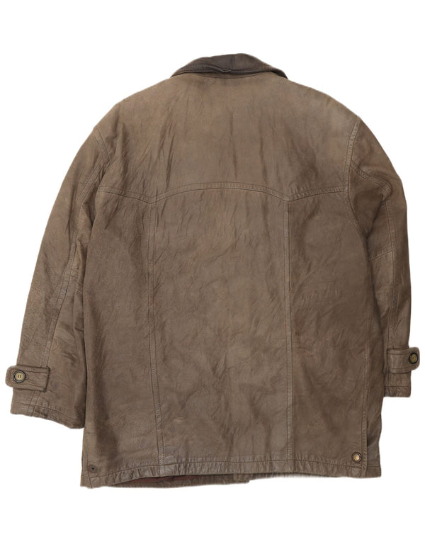 Cappotto in pelle da uomo L.LAMBERTAZZI UK 40 Grande pelle marrone