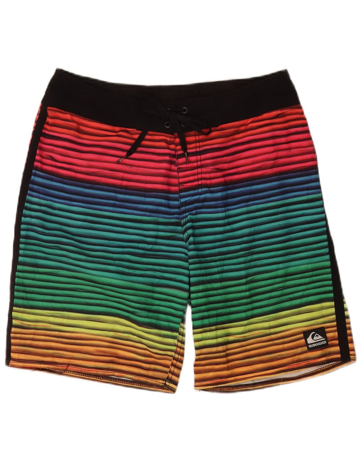 Pantaloncini da bagno da uomo Quiksilver in poliestere a righe multicolori medio