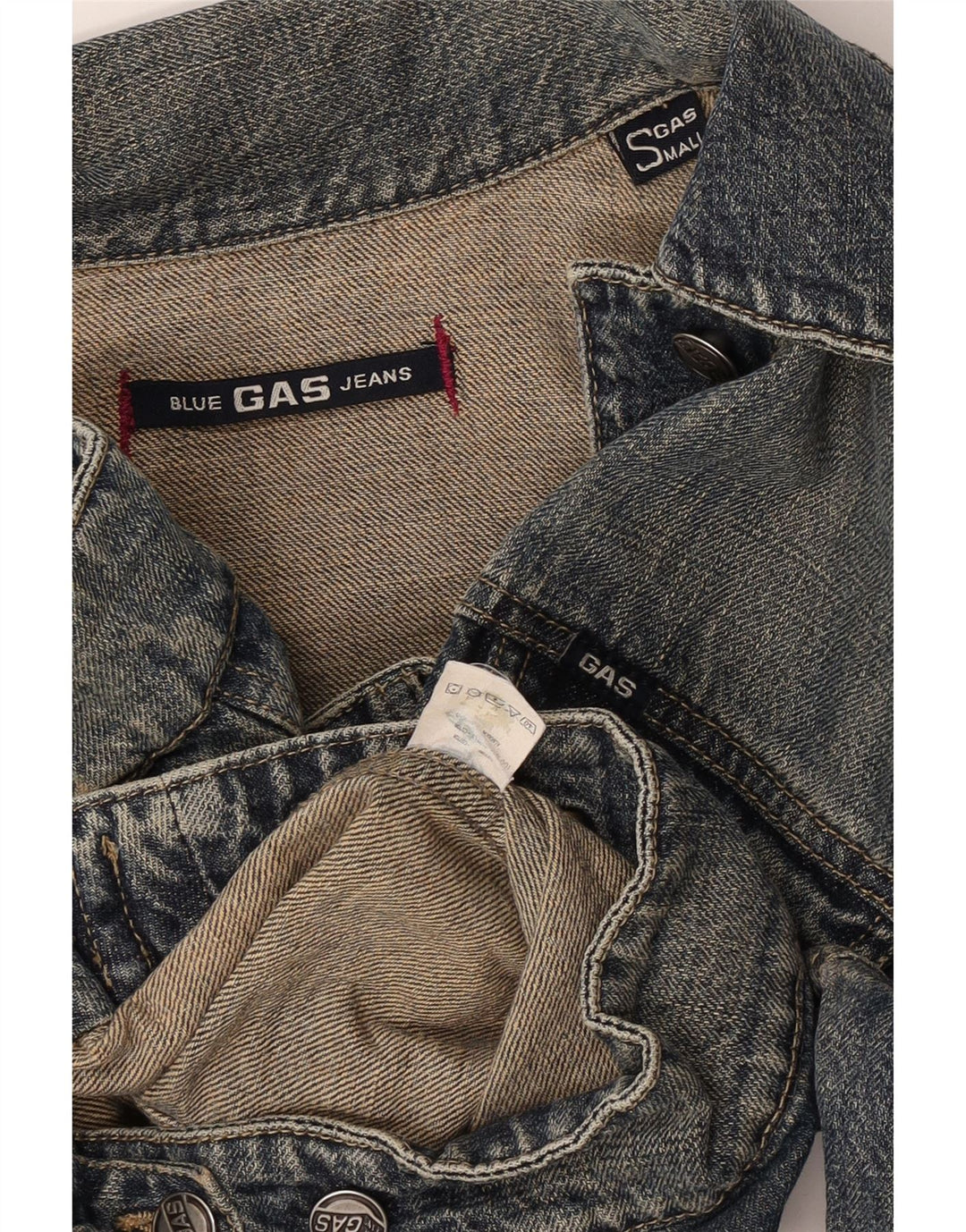 Giacca in denim corta da donna Gas UK 10 piccola in cotone blu