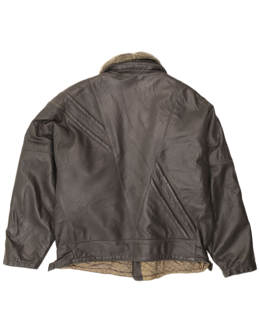 Giacca da motociclista in pelle da uomo vintage UK 40 grande in pelle nera