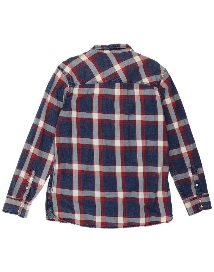 Camicia slim fit da uomo Tom Tompson 2XL in cotone a quadri blu navy