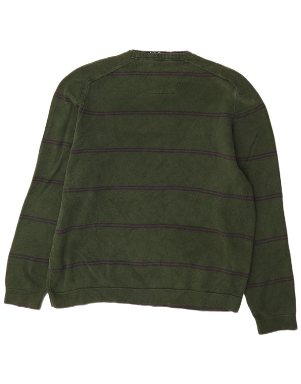 Maglione maglione girocollo da uomo Nautica XL in cotone a righe verdi