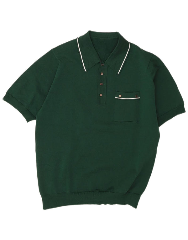 Polo vintage da uomo a maniche corte verde medio