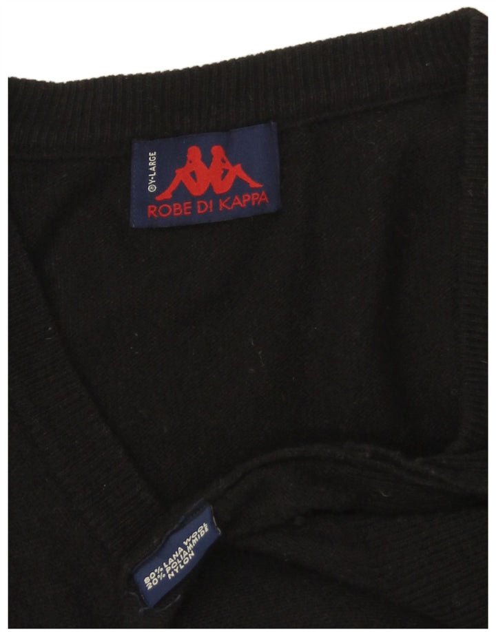 Maglione KAPPA da uomo con scollo a V XL in lana nera