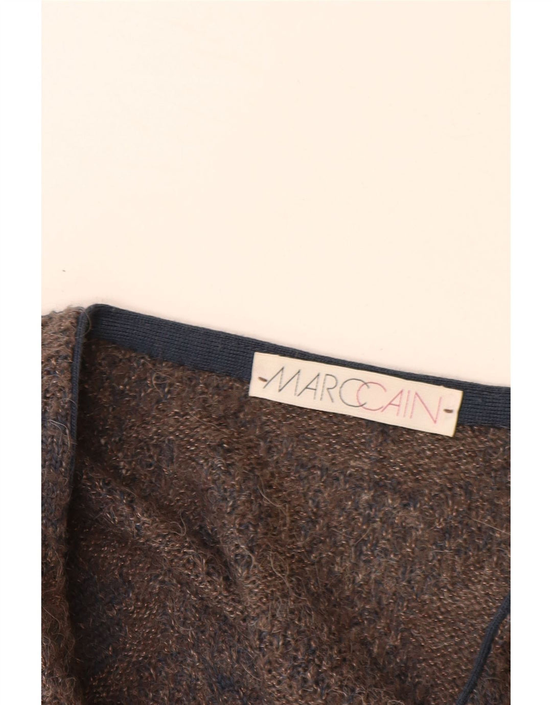 MARCCAIN Maglione da uomo con scollo a V XL Lana geometrica marrone