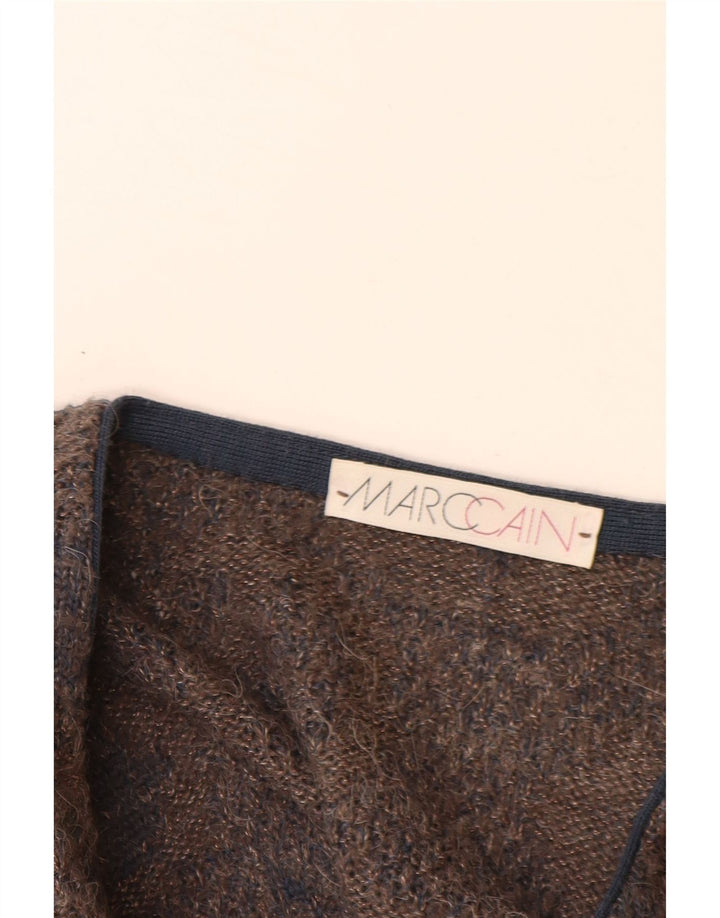 MARCCAIN Maglione da uomo con scollo a V XL Lana geometrica marrone