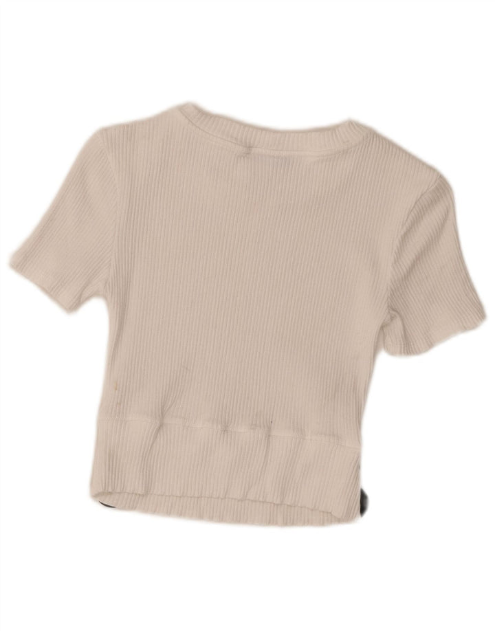 Top corto in camicetta corta da donna Zara UK 8 piccolo in viscosa bianca