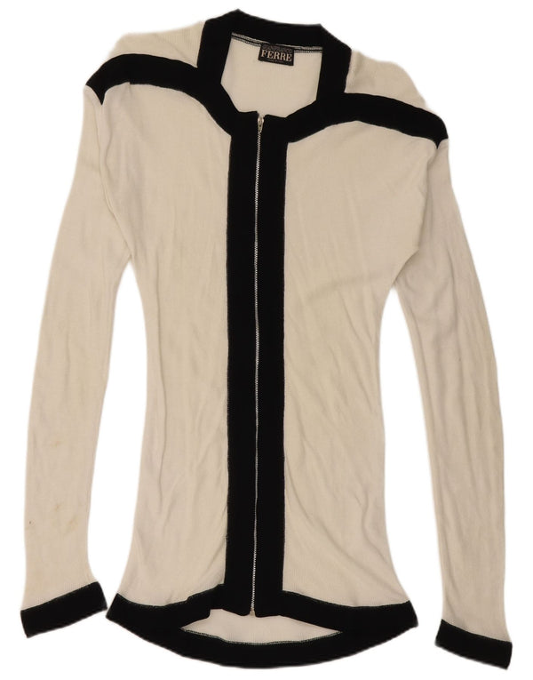 Maglione cardigan da donna Gianfranco Ferre UK 10 Small White Colourblock