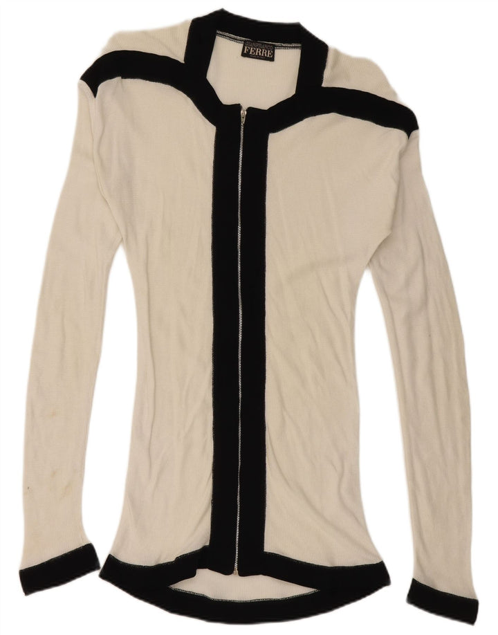 Maglione cardigan da donna Gianfranco Ferre UK 10 Small White Colourblock
