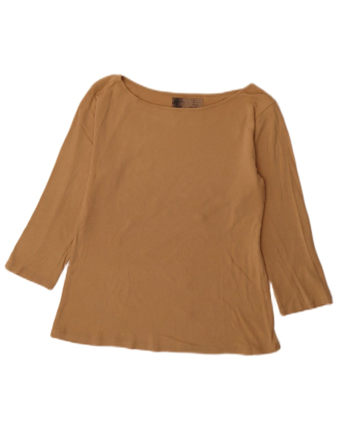 Top Zara da donna manica 3/4 UK 14 grande cotone beige