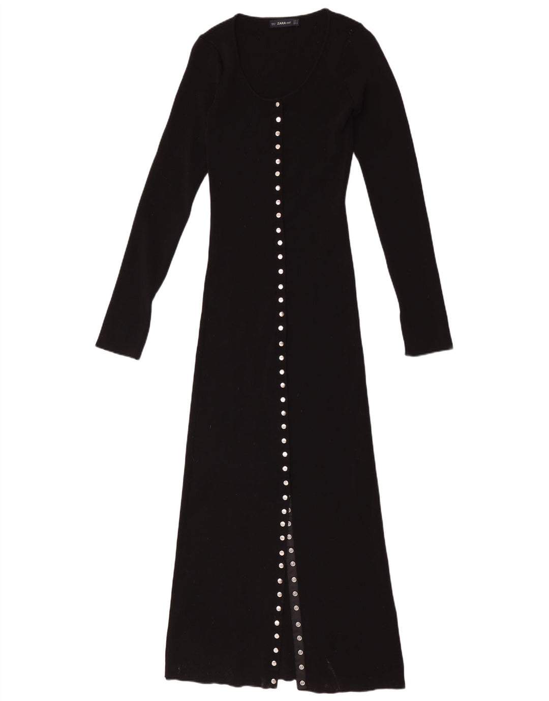 Vestito lungo a maniche lunghe da donna Zara UK 12 medio nero