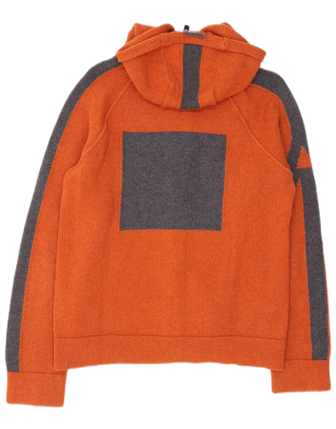 Armani Jeans Uomo Cardigan con Cappuccio Maglione in Lana Colorblock Arancione Medio