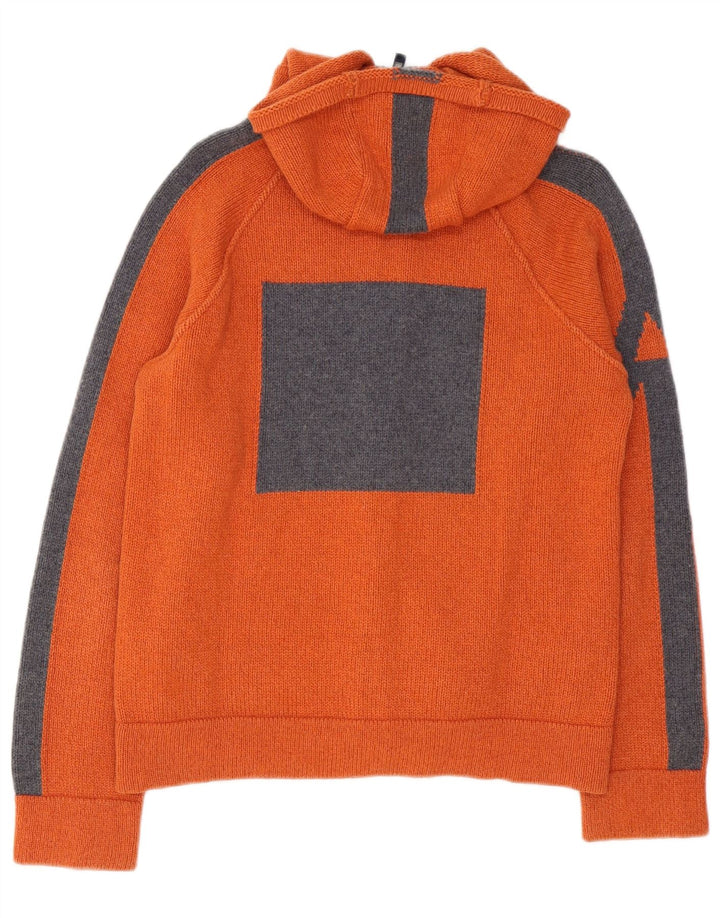 Armani Jeans Uomo Cardigan con Cappuccio Maglione in Lana Colorblock Arancione Medio