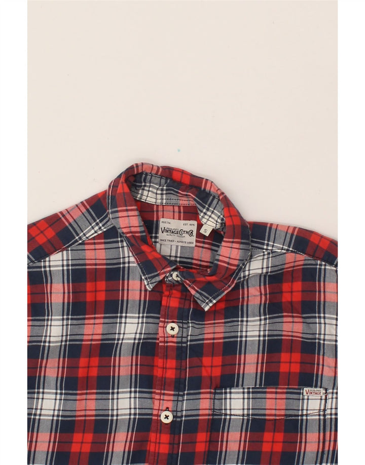 JACK & JONES Mens Shirt Small Navy Blue Check Cotton Vintage Jack & Jones and Second-Hand Jack & Jones from Messina Hembry 