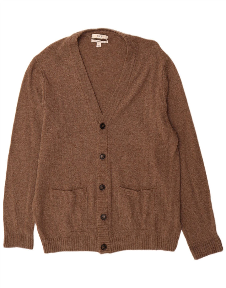 Maglione cardigan da uomo Marks & Spencer grande lana marrone