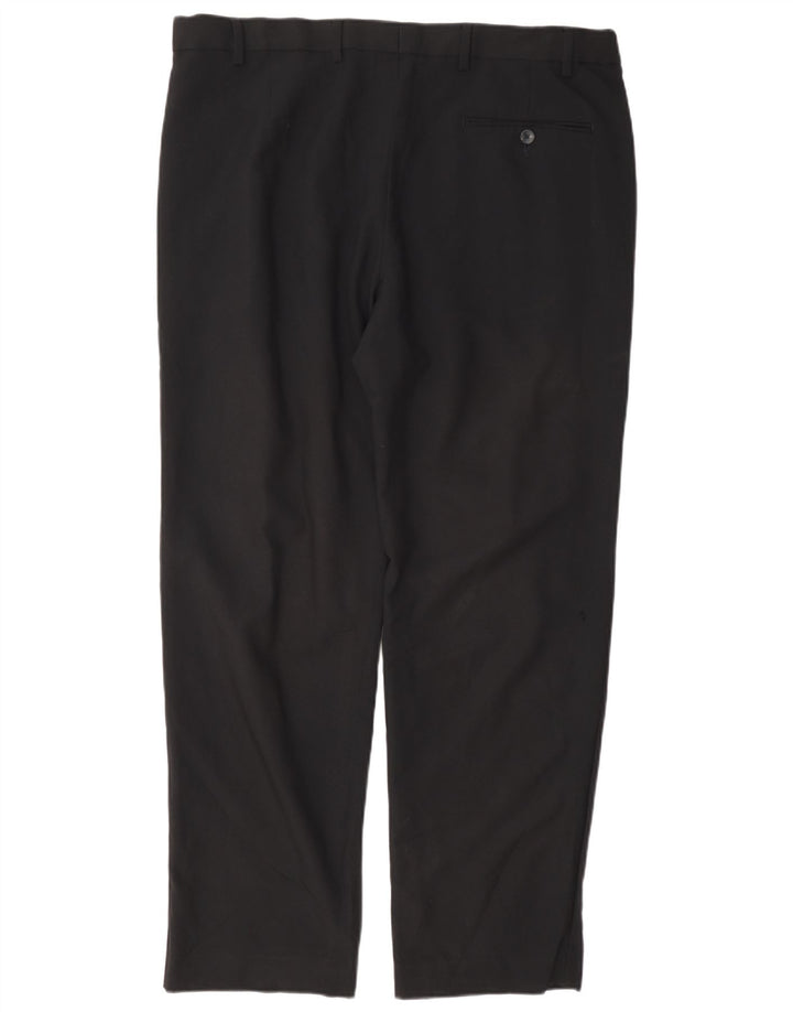 Pantaloni da abito regolari da uomo Marks & Spencer W38 L31 poliestere nero