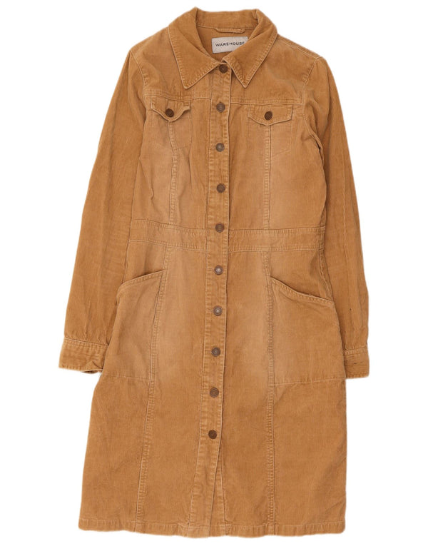 Abito camicia da donna in velluto a coste Warehouse UK 12 Beige medio