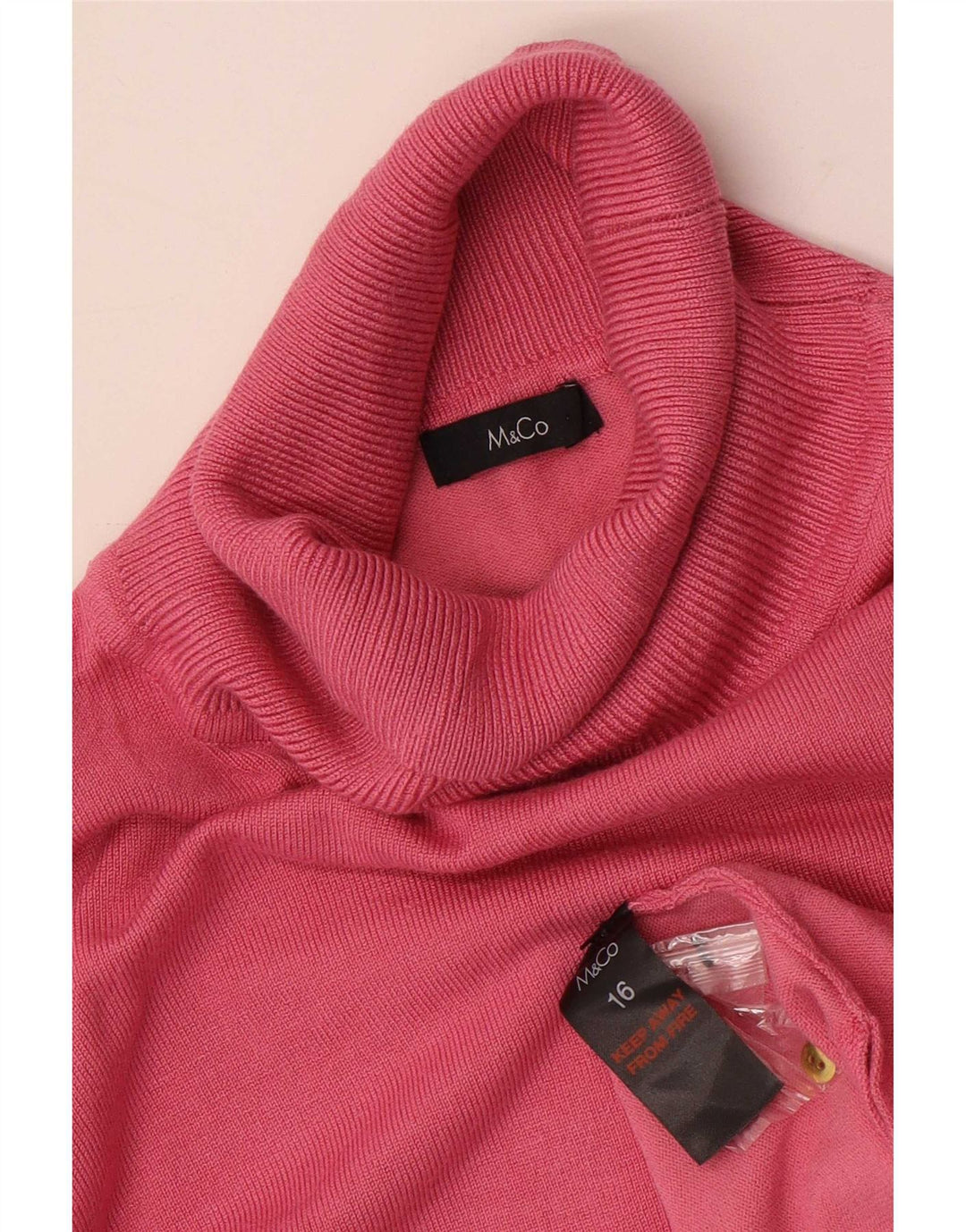 Maglione maglione a collo alto da donna M&Co UK 16 grande viscosa rosa