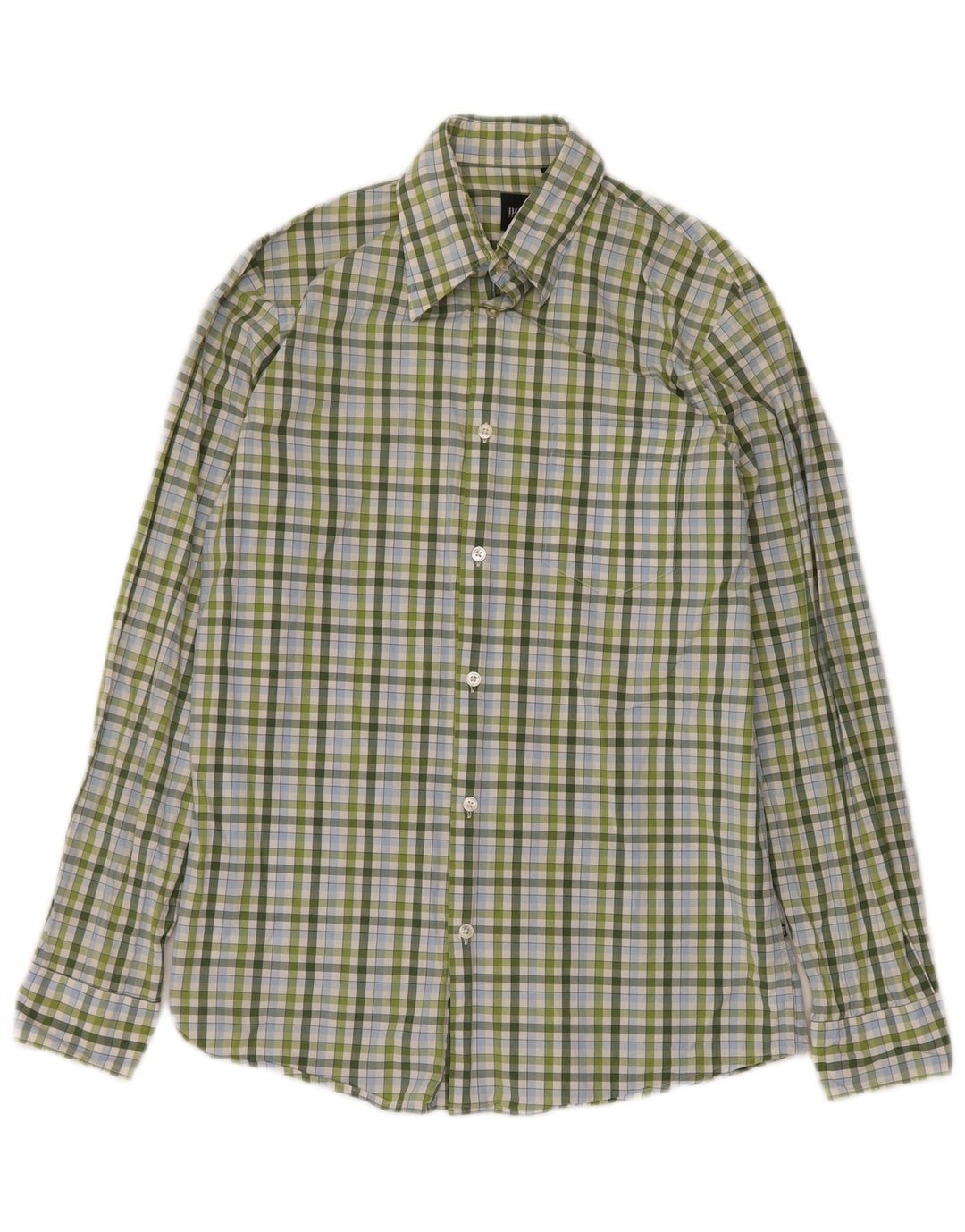 Camicia da uomo HUGO BOSS Small Green Check in cotone
