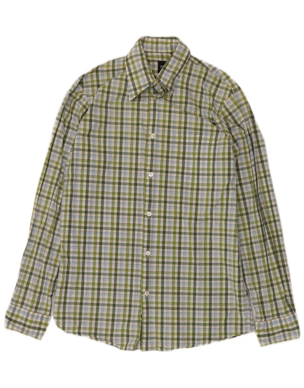 Camicia da uomo HUGO BOSS Small Green Check in cotone