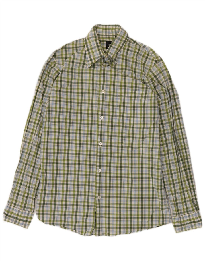 Camicia da uomo HUGO BOSS Small Green Check in cotone