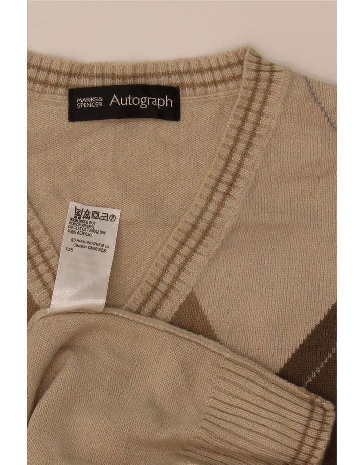 Canotta da uomo Marks & Spencer Autograph Canotta media beige a rombi/diamante