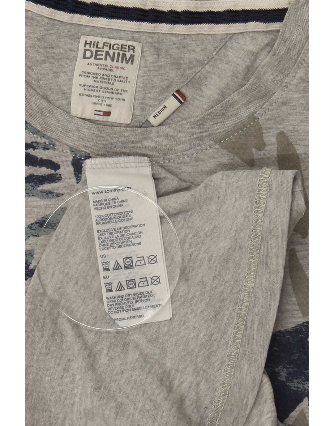 T-shirt grafica da uomo Tommy Hilfiger Top in cotone chiazzato grigio medio