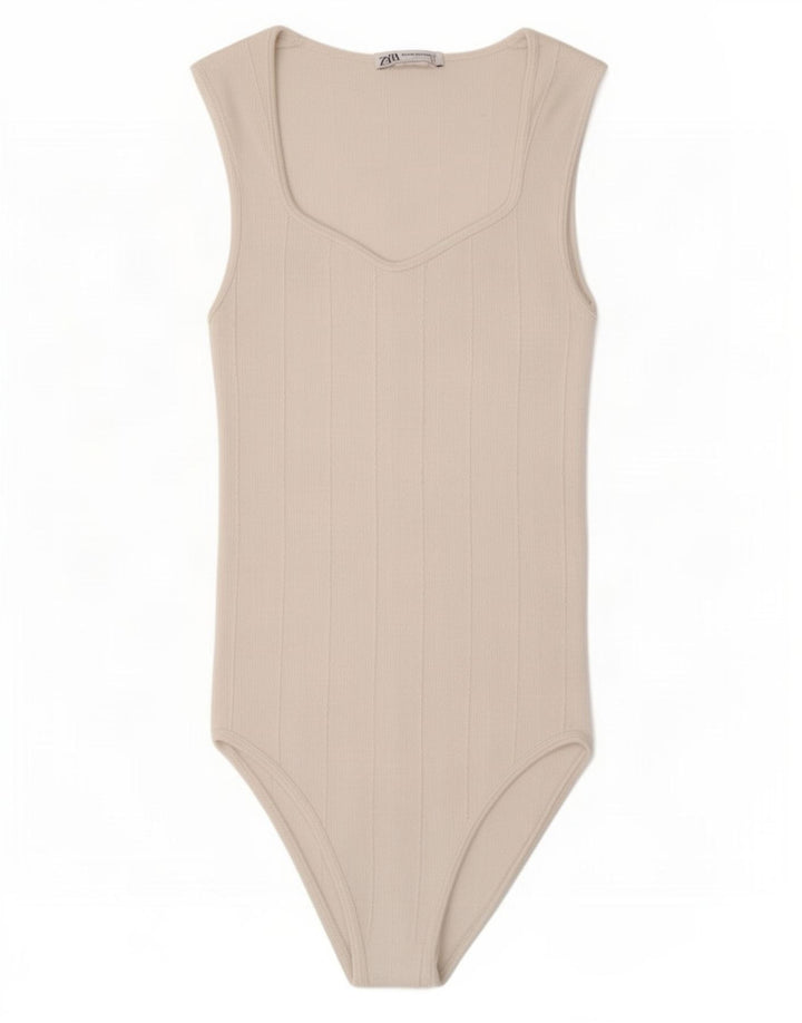Body senza maniche da donna Zara UK 12 bianco medio