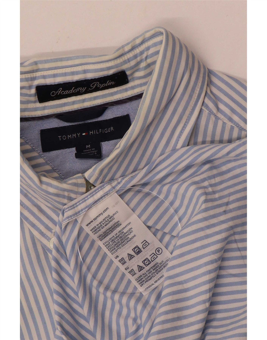 Camicia da uomo Tommy Hilfiger in cotone gessato blu medio