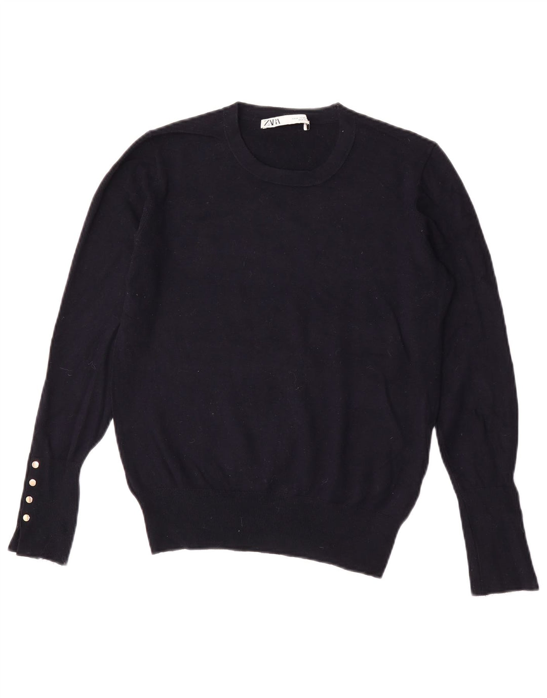 Maglione maglione girocollo da donna Zara UK 12 viscosa blu navy medio