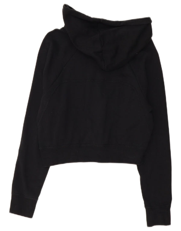 Felpa con cappuccio grafica corta Nike da donna UK 16 grande cotone nero