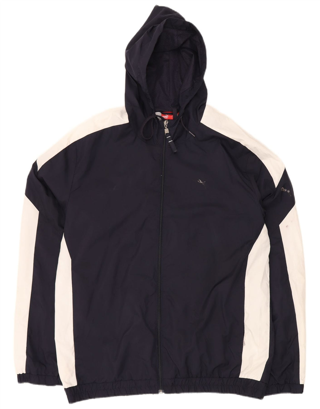 Giacca da ginnastica da uomo con cappuccio PUMA grande color block blu navy