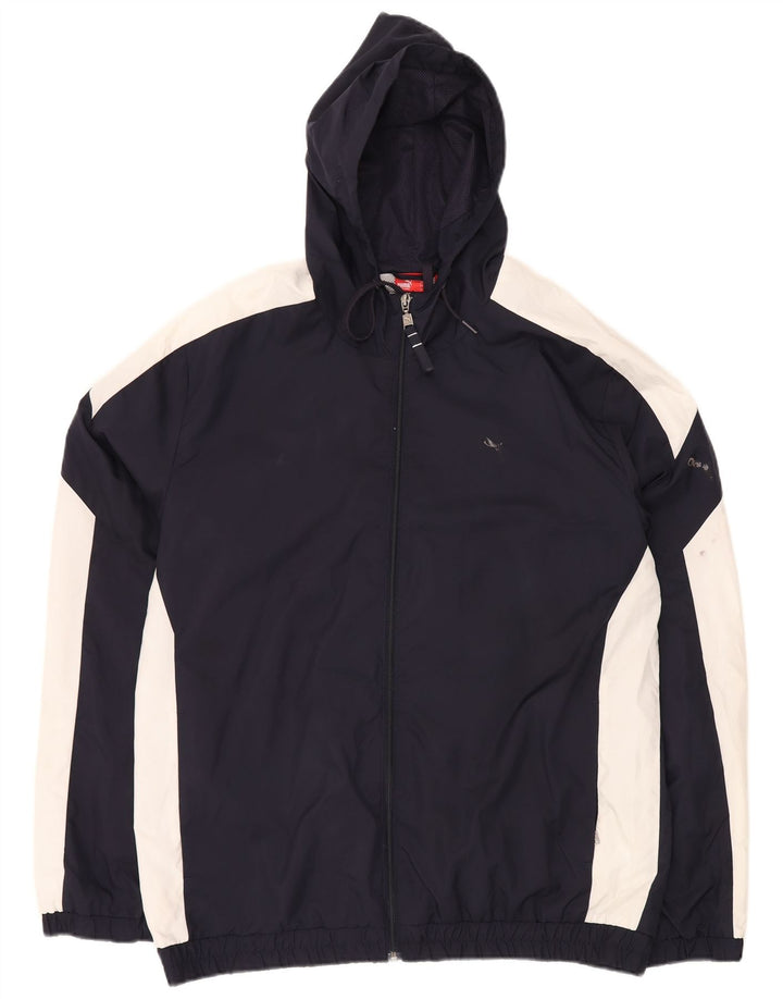 Giacca da ginnastica da uomo con cappuccio PUMA grande color block blu navy