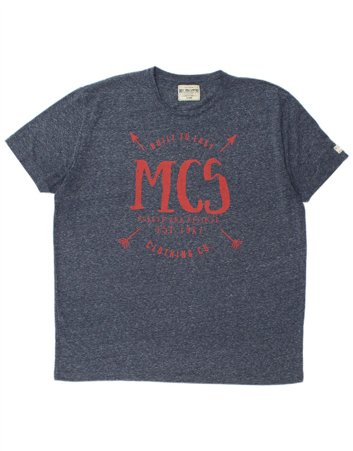 T-shirt grafica da uomo Marlboro Classics Top 2XL Poliestere screziato blu navy