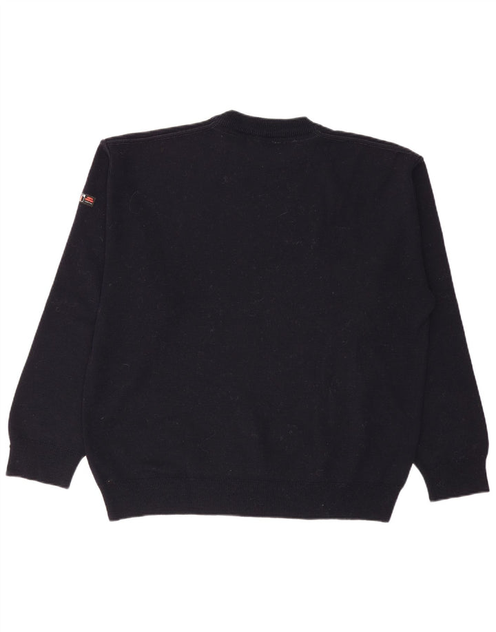 Maglione girocollo da uomo VINTAGE grande in cotone blu navy