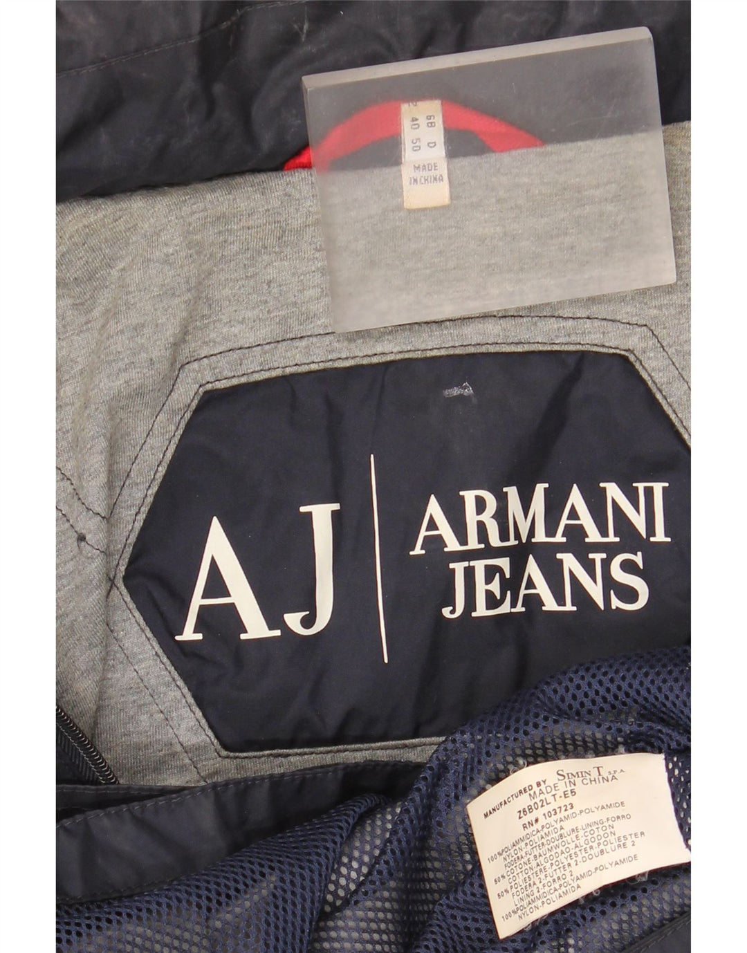 Giacca antipioggia da uomo Armani Jeans UK 40 Large Blu Navy in poliammide