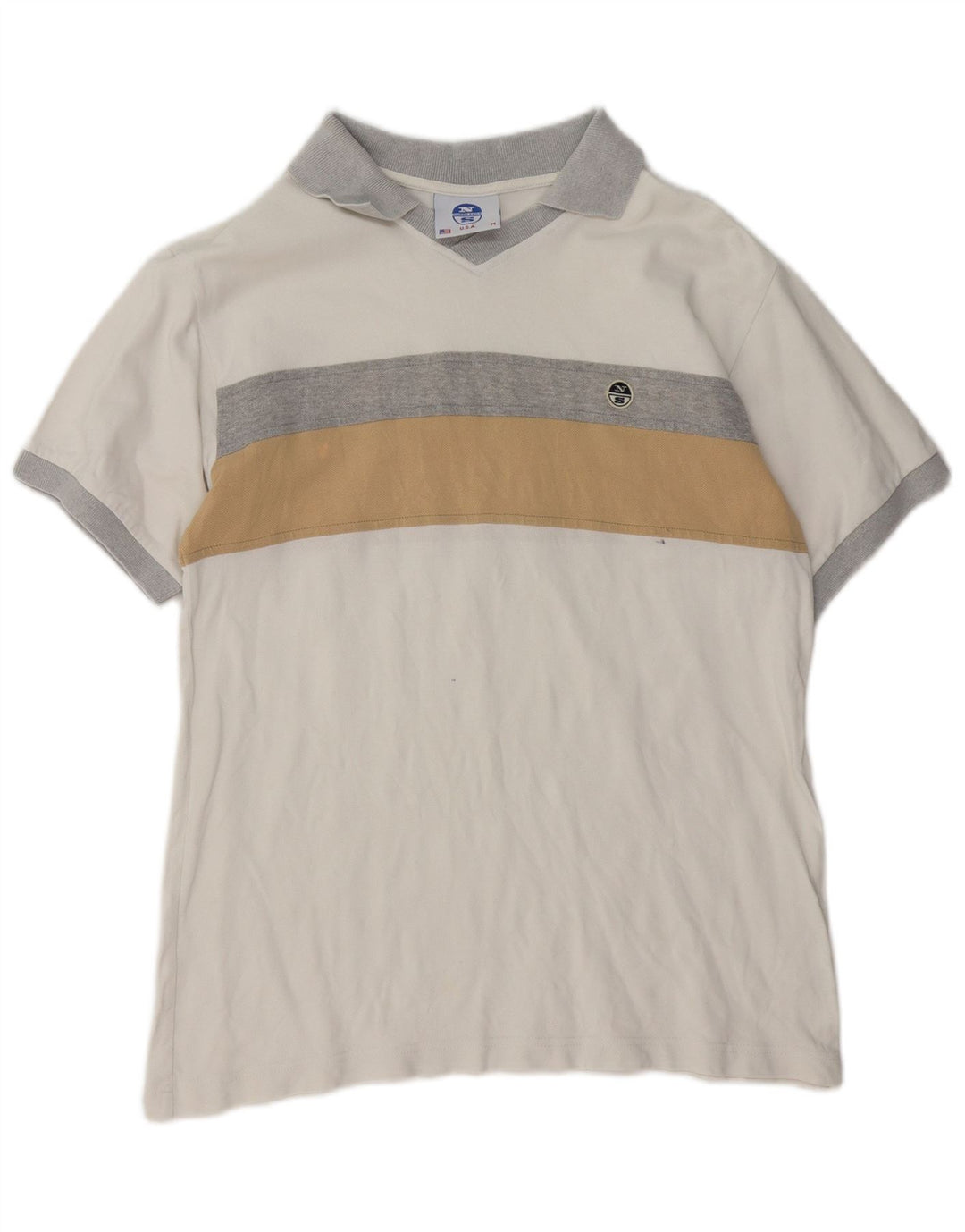 NORTH SAILS Mens Polo Shirt Medium White Colourblock