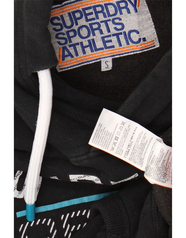 Maglione con cappuccio grafico da uomo SUPERDRY piccolo in cotone nero