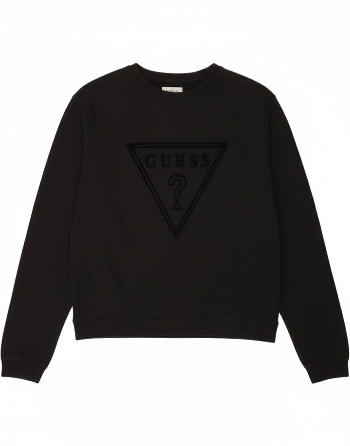 GUESS Womens Graphic Sweatshirt Jumper UK 14 Medium Black Vintage Guess and Second-Hand Guess from Messina Hembry 