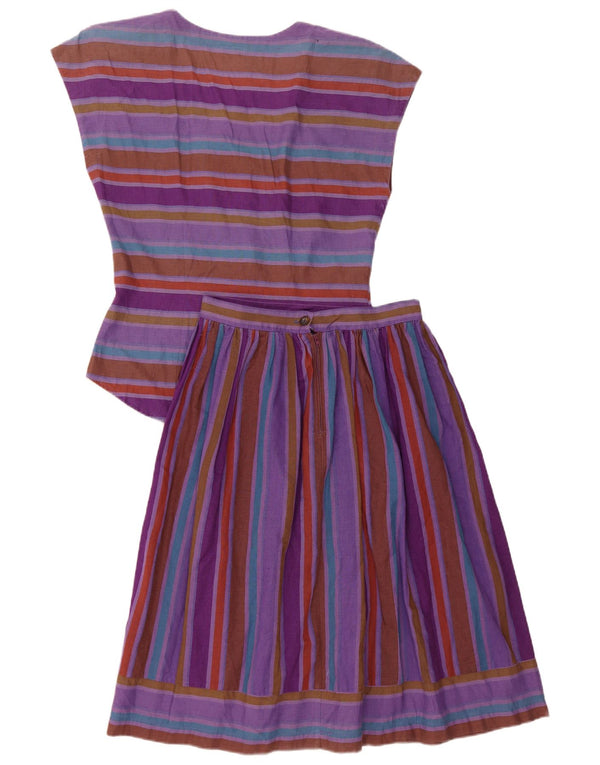 Set gonna vintage da donna in 2 pezzi US 5 piccolo W24 lino a righe viola
