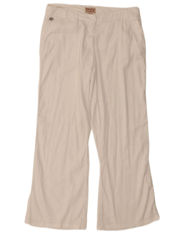 Pantaloni chino bootcut da donna Marlboro Classics EU 44 XL W34 L31 lino bianco