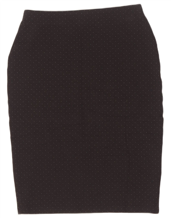 Gonna a tubino da donna Marks & Spencer UK 12 media W30 viscosa maculata nera