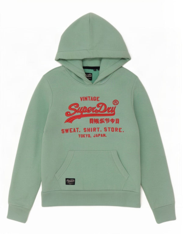 Felpa con cappuccio grafica da donna Superdry UK 8 Small Cotone verde
