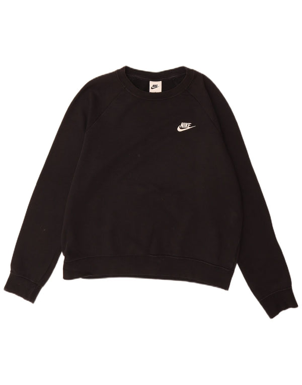 Felpa da donna NIKE maglione UK 14 cotone nero medio