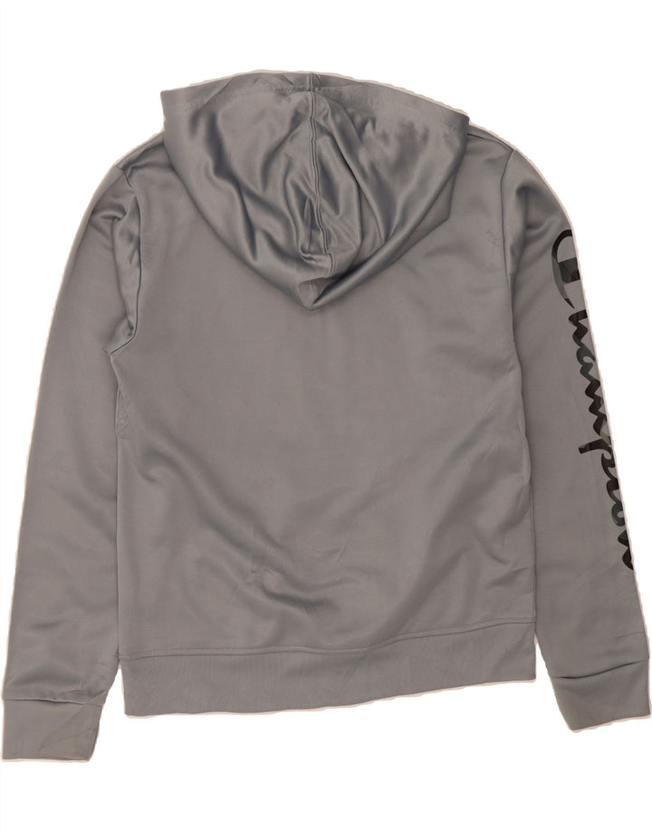 CHAMPION Boys Graphic Hoodie Jumper 14-15 Years Grey Polyester Vintage Champion and Second-Hand Champion from Messina Hembry 
