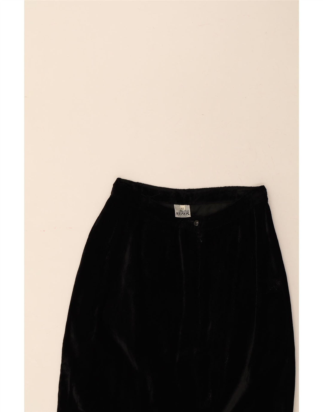 NEFER Womens Velvet Straight Skirt IT 42 Medium W26 Black Viscose Vintage Nefer and Second-Hand Nefer from Messina Hembry 