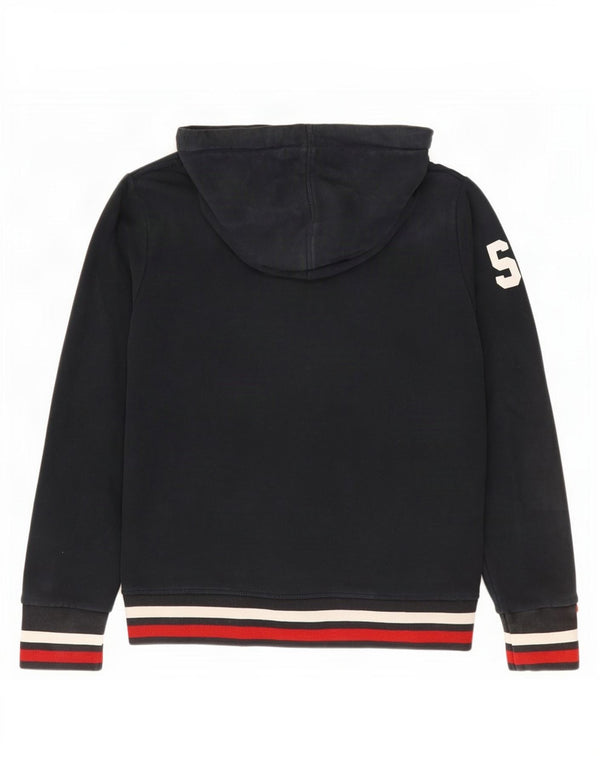 Superdry Womens Graphic Hoodie Jumper UK 14 Large Navy Blue Cotton